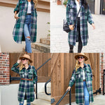 Nadorine Plaid Shacket Jacket Long Button Down Shirts