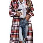 Nadorine Plaid Shacket Jacket Long Button Down Shirts