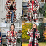 Nadorine Plaid Shacket Jacket Long Button Down Shirts