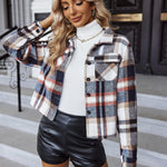 Nadorine Flannels for Women Cropped Shacket Jacket