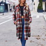 Nadorine Plaid Shacket Jacket Long Button Down Shirts