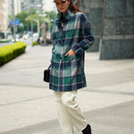 Nadorine Women Plaid Jacket Mid Length Coat