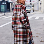 Nadorine Plaid Shacket Jacket Long Button Down Shirts
