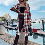 Nadorine Plaid Shacket Jacket Long Button Down Shirts