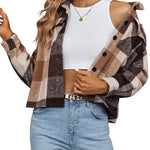 Nadorine Flannels for Women Cropped Shacket Jacket