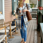 Nadorine Women Plaid Jacket Mid Length Coat