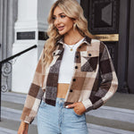 Nadorine Flannels for Women Cropped Shacket Jacket