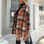 Nadorine Women Plaid Jacket Mid Length Coat