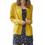 Nadorine Women's Button Down Crochet Sweater Cardigan