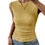 Nadorine High Neck Tank Top Casual Ribbed Knit Shirts