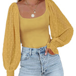 Puff Long Sleeve Bodysuit Leotard Sheer Top - Nadorine (Us Only)