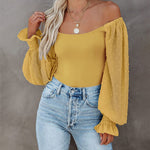 Puff Long Sleeve Bodysuit Leotard Sheer Top - Nadorine (Us Only)