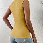 Nadorine High Neck Tank Top Casual Ribbed Knit Shirts
