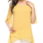 Womens Casual Scoop Neck Loose Top 3/4 Sleeve Chiffon Blouse Shirt Tops - Nadorine (Us Only)