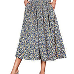 Women's Midi Skirts Elastic High Waist Skirt Polka Dot Casual Pleated Skirt with Pockets - Nadorine (Us Only)