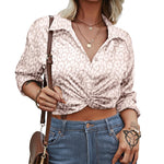 Zeagoo Women's V Neck Twist Hem Blouse Long Sleeve Crop Top Casual Button Shirts