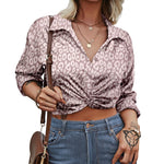 Zeagoo Women's V Neck Twist Hem Blouse Long Sleeve Crop Top Casual Button Shirts