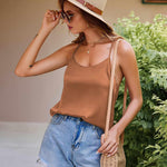 Nadorine Women's Cowl Neck Satin Camisole Sleeveless Spaghetti Strap Silk Cami Tank Tops Summer Basic Tank Shirt (Us Only)