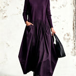 Black High Neck Pocket Detail Oversized Maxi Dress