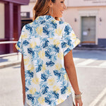 Nadorine Casual Short Sleeve Floral Print Blouse
