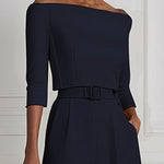 Half Sleeves Solid Color Split-Joint Off-The-Shoulder T-Shirts Tops
