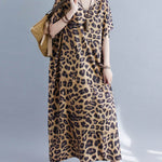Loose Leopard V-Neck Batwing Sleeves Maxi Dress