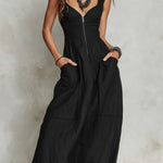 Vintage Tencel Denim Maxi Dress With Front Zipper