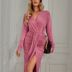 Nadorine Elegant Irregular Slit Knit Dress for Women Casual Summer Vacation 2026