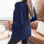 Plain Twist Button Cardigan Sweater