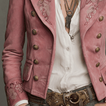 Vintage Double-Breasted Suede Embroidery Jacket