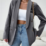 Nadorine Casual Blazers Double Breasted Long Sleeve Work Office Blazer Jacket