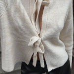 Solid Color Loose Long Sleeve Lace-up Knitted Cardigan
