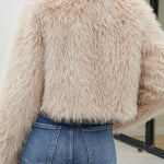 Stylish Long Sleeve Short Casual Faux Fur Jacket
