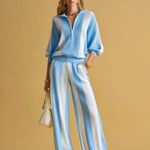Casual And Comfortable Striped Knit Two-piece Set