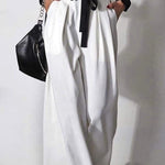 High Waisted Loose Drawstring Pleated Pants Trousers