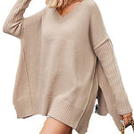 Ribbed V-Neck Oversize Sweater