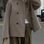 British Style Elegant Solid Buttons Mandarin Collar Outerwear