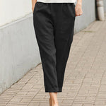 Nadorine Casual Tapered Capri Cargo Pants Loose Elastic Waist Ankle Cropped Trouser with Pockets