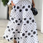 High Waisted Loose Contrast Color Elasticity Pockets Polka-Dot Split-Joint Pants Trousers