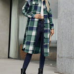 Nadorine Button Down Plaid Classic Long Shirt Jacket
