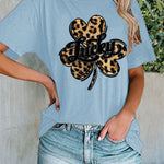 Lucky Clover Leopard Shirt Women's Casual Short-sleeved Top