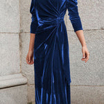 New autumn and winter velvet chiffon strappy dress