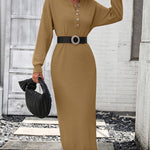 Sweater Maxi Dress Long Sleeve Button V Neck Knitted Dresses Oversized Loose Fashion Streetwear