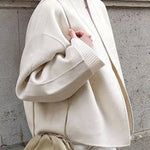 Stand-up collar short loose wool coat