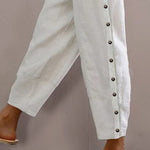 Nadorine Button Side Pants Lightweight Loose Fit Lounge Trousers