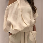 Irregularity Loose Hollow Solid Color Cold Shoulder Blouses&Shirts Tops