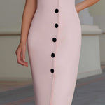 Sleeveless Tailored Button-Front Midi Dress