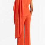 Perfect Balance Asymmetric Draped Cape Top and High Waist Flared Pants Set