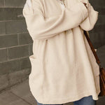 Smoke Green Waffle Patchwork Drop Sleeve Henley Top