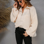 Nadorine Casual Long Sleeve Half Zip Pullover Sweaters